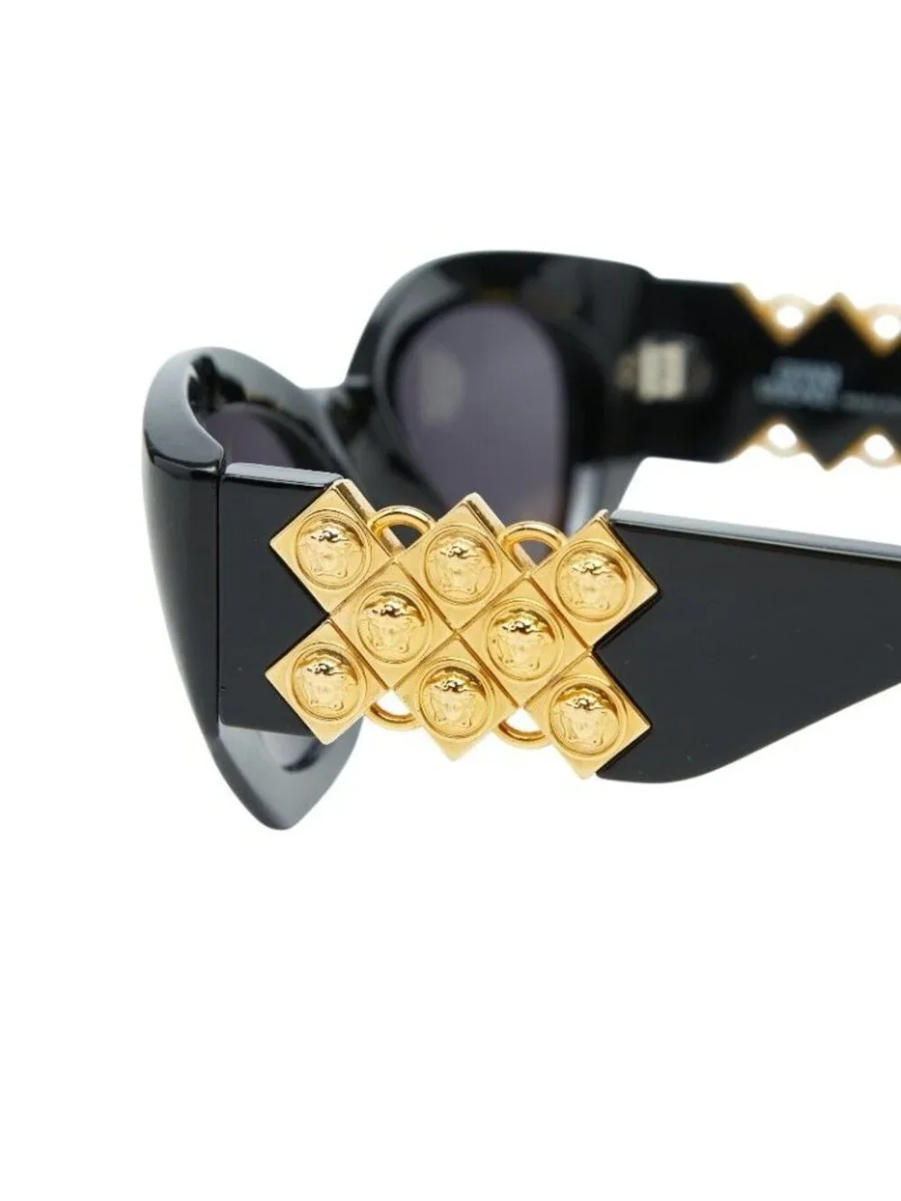 Versace Medusa Sunglasses D Black Gold Acetate Eyewear